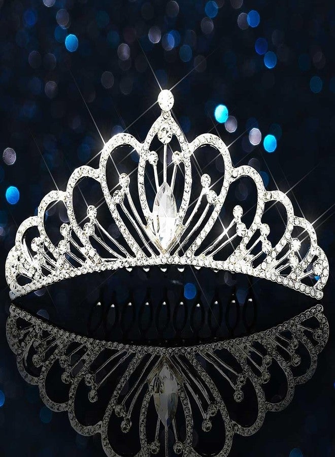 CAKURE Small Tiara Crown with Comb Silver Rhinestone Princess Tiaras Sparkly Hair Accessories for Women and Girls (a-silver, one size) - Image 1